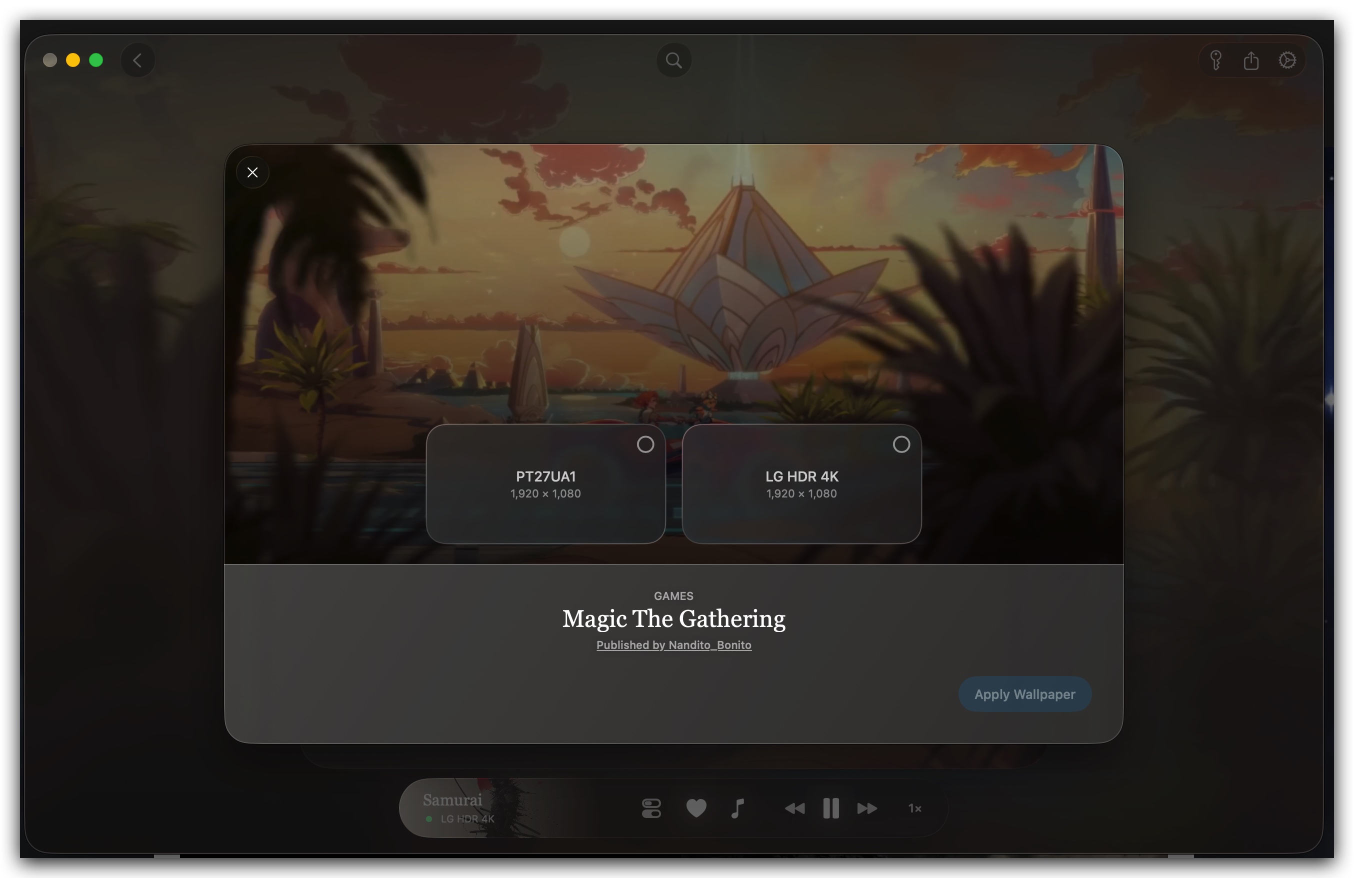 Wallive apply wallpaper flow with multi-display selection